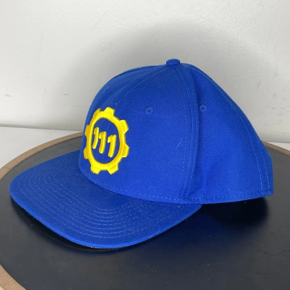 Fallout 4 Vault 111 Logo Snapback Hat Blue Video Game‎ Bethesda Twill Wool Blend